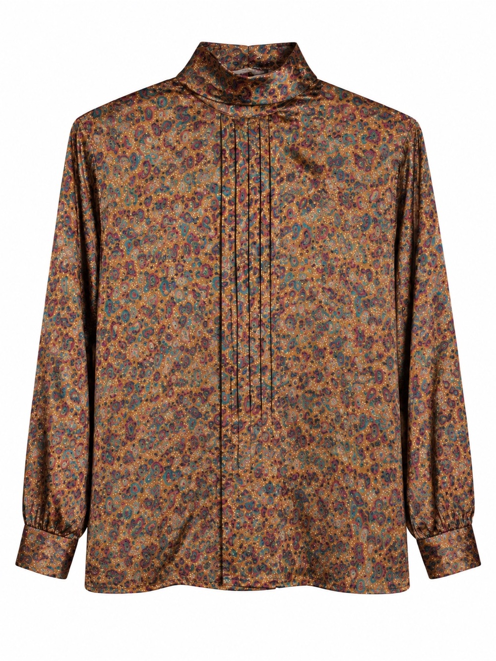 Vintage 80s Westbound Womens Size 6 Paisley Pleated High Neck Blouse